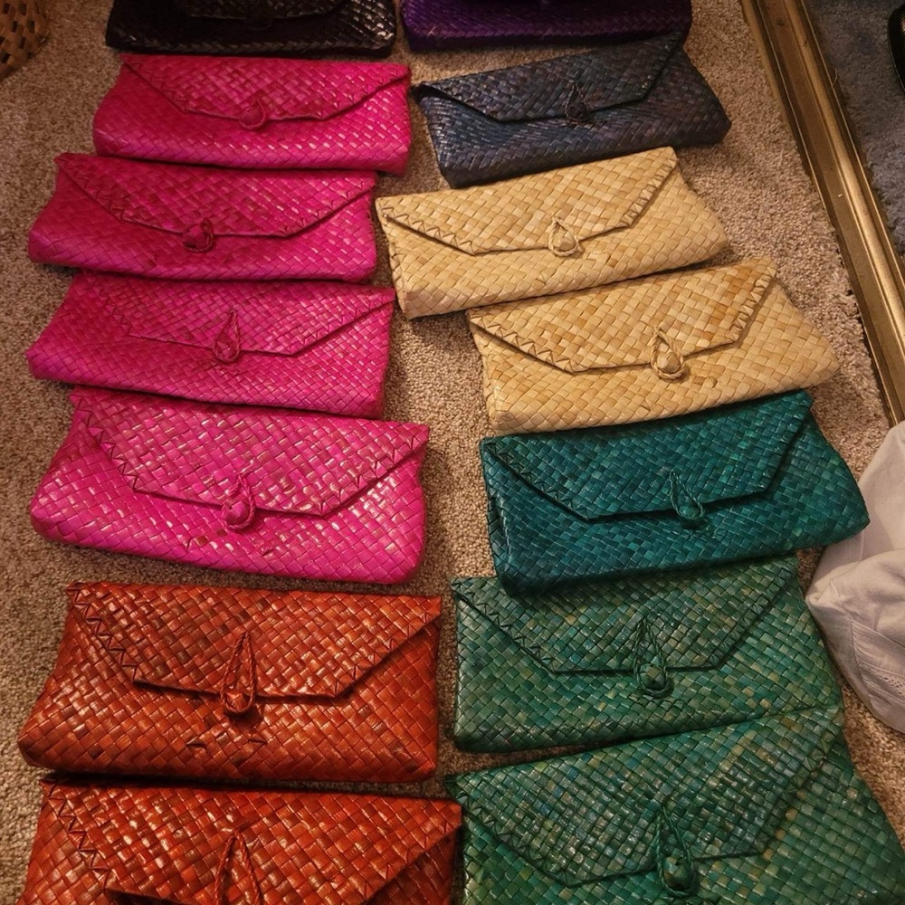 NEW Handmade Pink Vintage Woven Clutch Bag